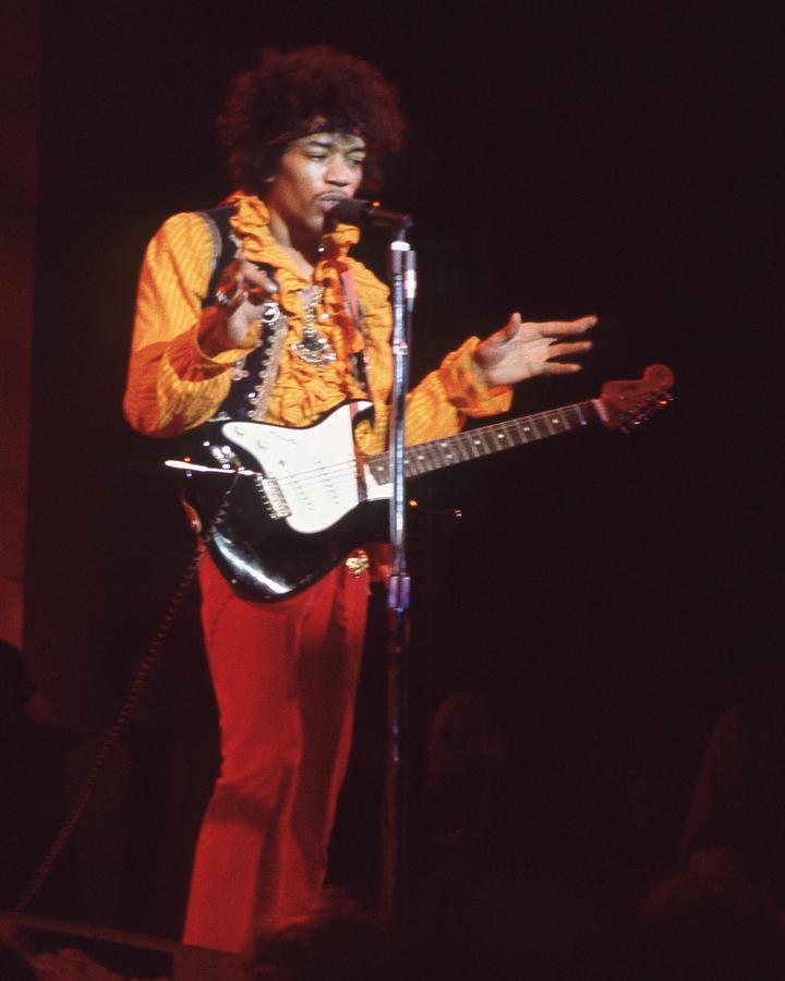 Jimi Hendrix Photograph - Jimi Hendrix Performing On Stage At Monterey Pop Festival by Globe Photos