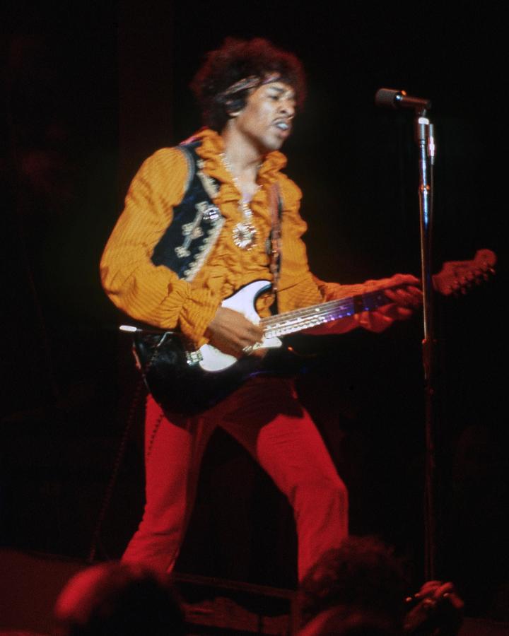 Jimi Hendrix Singing While Playing Guitar On Stage At Monterey ...