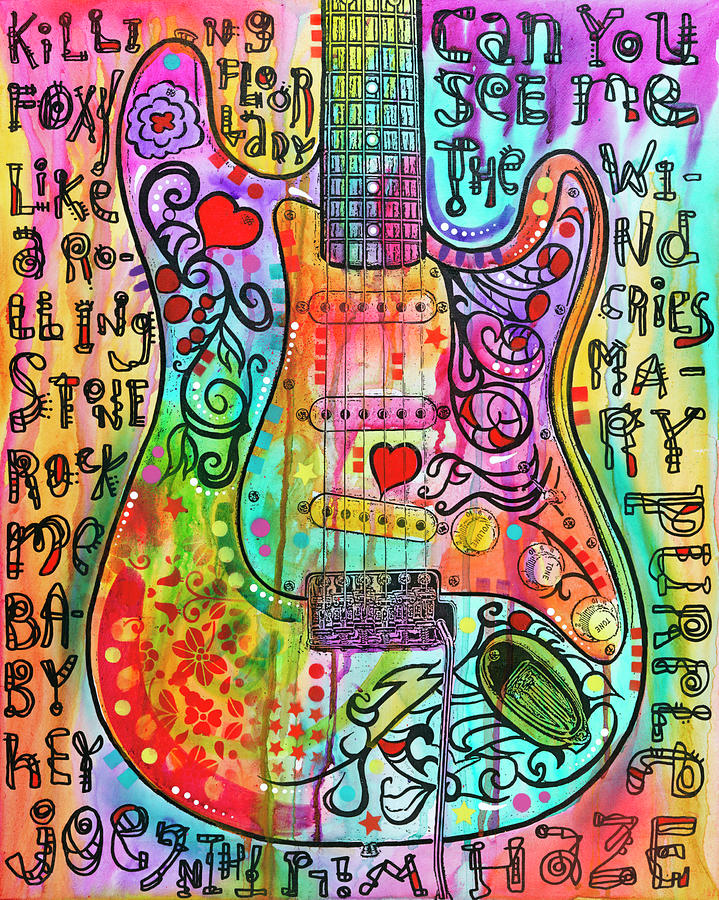 Music Mixed Media - Jimmies Guitar by Dean Russo