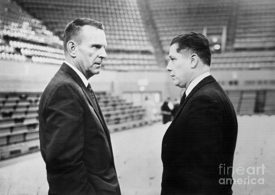 Jimmy Hoffa And Owen Brennen Chatting Photograph by Bettmann