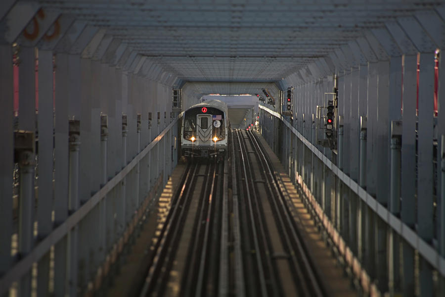 Jmz Train On The Williamsburg Bridge Photograph by Michael Duva