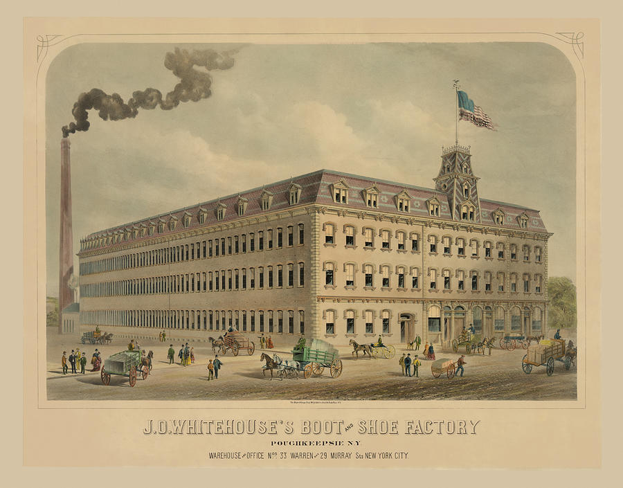 J.O. Whitehouses boot and shoe factory Painting by Unknown
