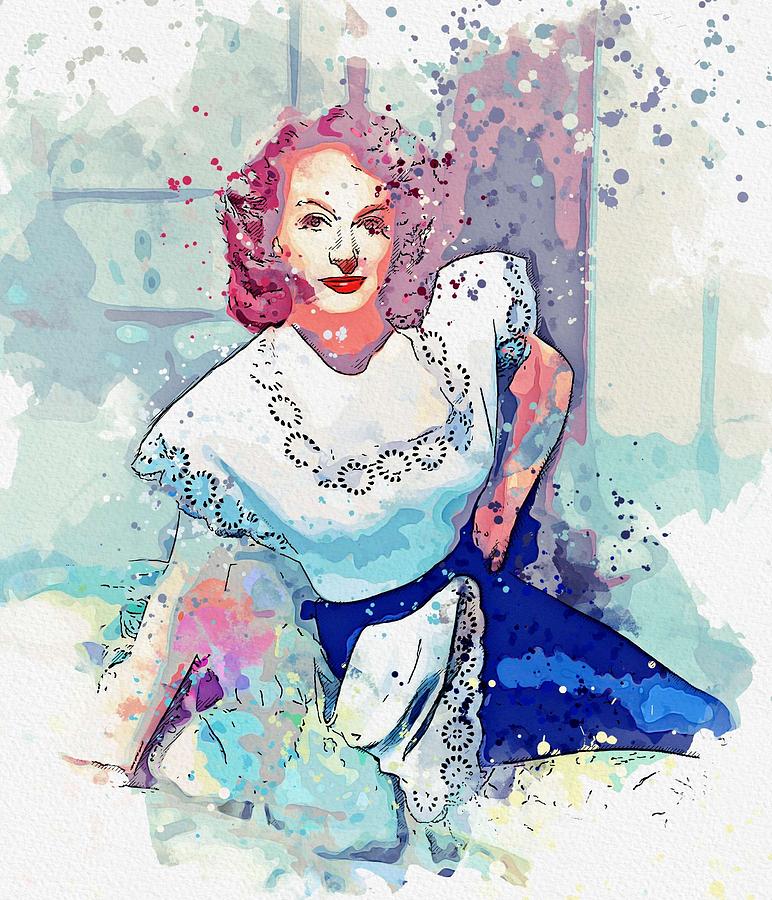 Joan Crawford in  Humoresque  1946 watercolor by Ahmet Asar Painting by Celestial Images