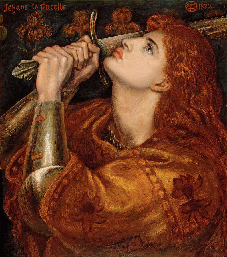 Famous Paintings Mixed Media - Joan Of Arc Dante Gabriel Rosetti 1882 by Vintage Lavoie