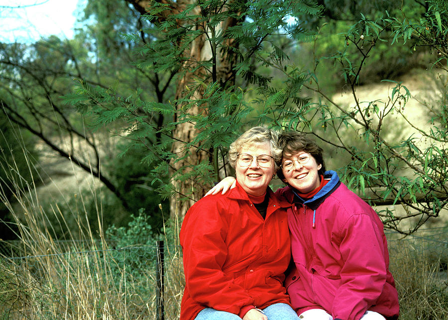 JoAnn and Pam at Organpipe NP, Australia 1998 Photograph by Jerry ...