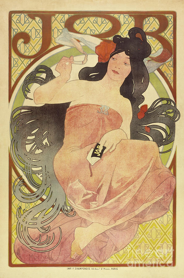 Job  Vintage poster by Mucha Painting by Alphonse Marie Mucha