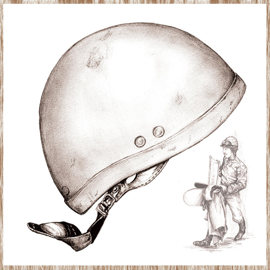 Hat Painting - Jockey & Helmet 2 by Sher Sester