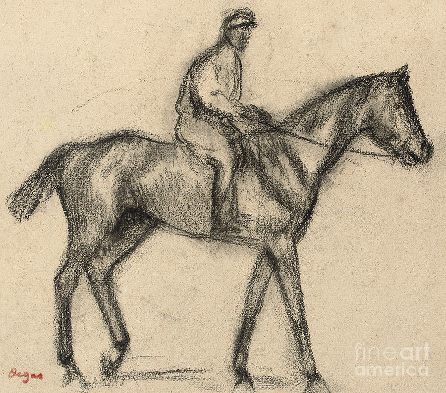 Jockey, charcoal Pastel by Edgar Degas