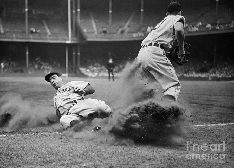 Joe Dimaggio Being Tagged Out At Base Photograph by Bettmann