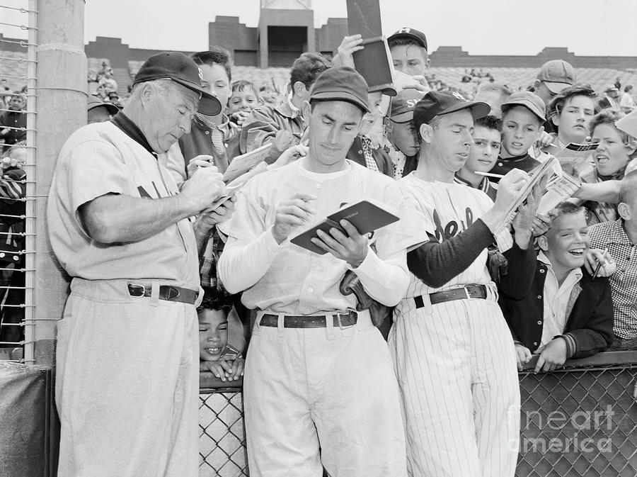 Joe Dimaggio With Old-timers by Bettmann