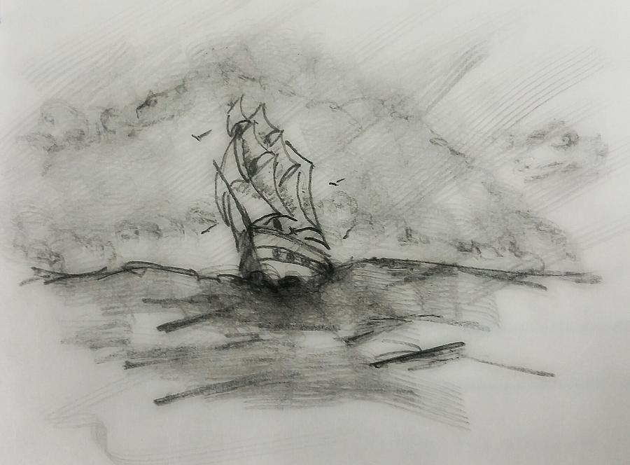 Into the Wind Drawing by Steven Richardson