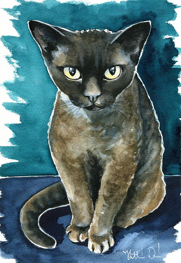 Joey - Devon Rex Cat Painting Painting by Dora Hathazi Mendes