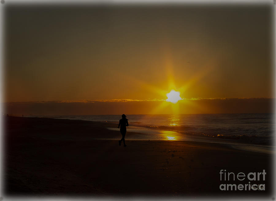 Jogger On The Beach At Sunrise Photograph