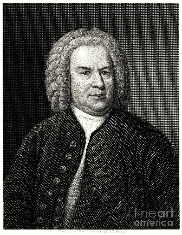 Johann Sebastian Bach, 19th Century Drawing by Print Collector