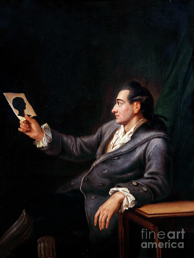 Portrait Painting - Johann Wolfgang Von Goethe Looking At A Silhouette by Johann Ehrenfried Schumann