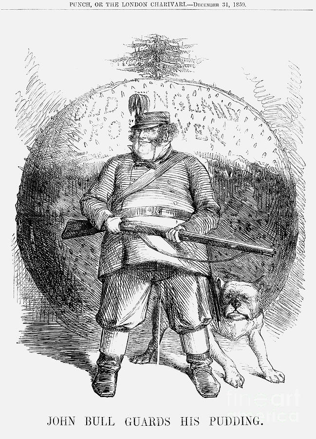 John Bull Guards His Pudding, 1859 Drawing by Print Collector