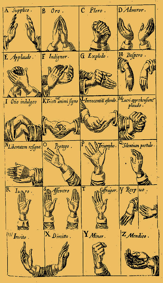 John Bulwers Manual Alphabet, 1644 Photograph by Science Source