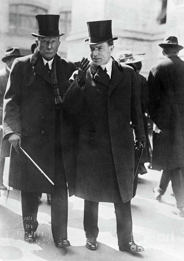 John D. Rockefeller Walks W Son Junior Photograph by Bettmann