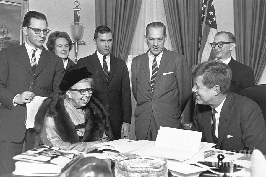 John F. Kennedy And Eleanor Roosevelt Photograph by Bettmann
