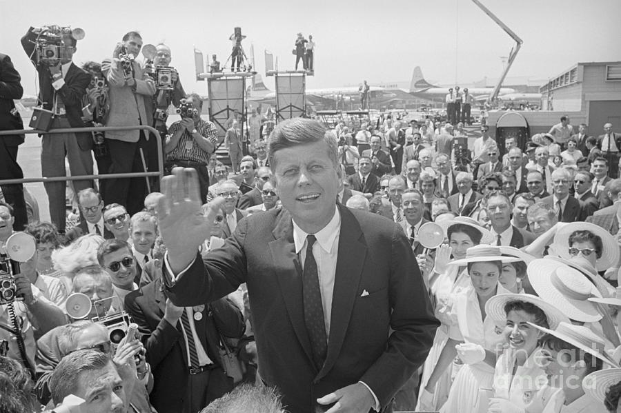 John F. Kennedy Greeting Crowd Photograph by Bettmann