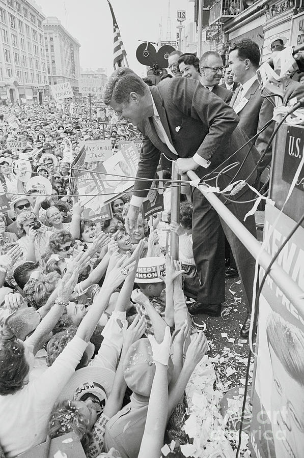 John F. Kennedy Greeting Supporters Photograph by Bettmann John F. Kennedy Greeting Supporters Photograph by Bettmann