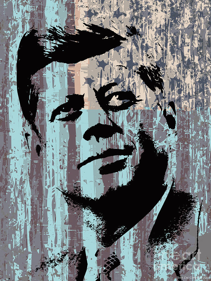 John F Kennedy JFK Pop Art Warhol style Digital Art by Jean luc Comperat
