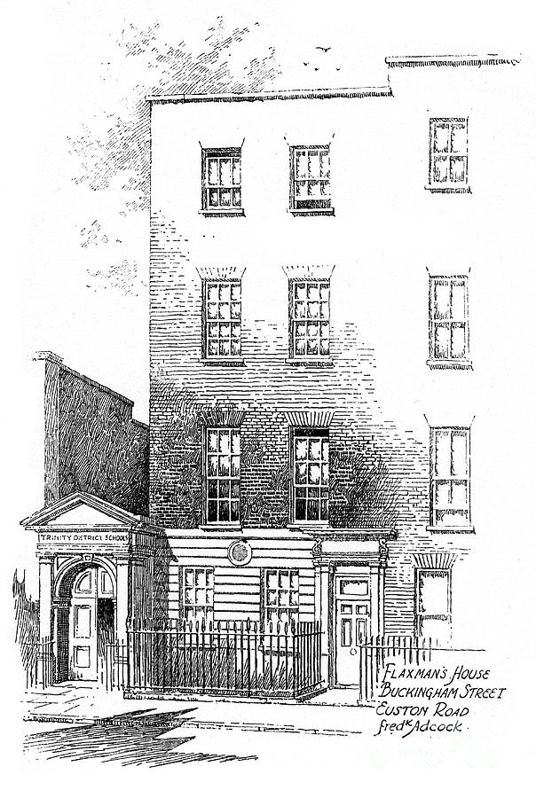 John Flaxmans House, Buckingham Street Drawing by Print Collector