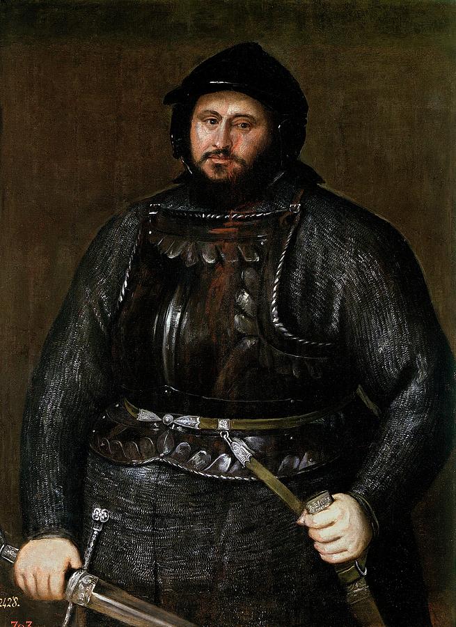 John Frederick I of Saxony, 1548, Italian School, Oil on canvas,... Painting by Titian -c 1485-1576-