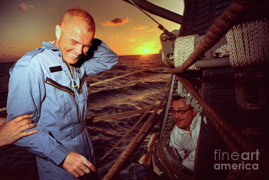 John Glenn Aboard Uss Noa Photograph by Bettmann