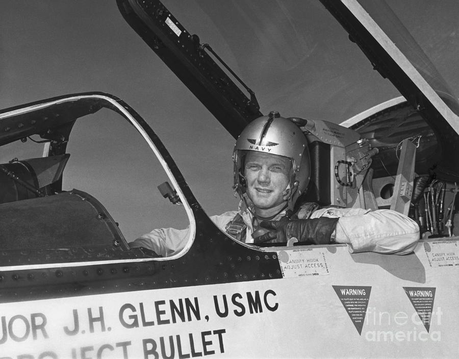 John Glenn In F-8 Cockpit Photograph by Bettmann