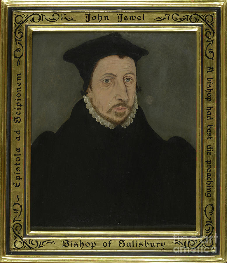 John Jewel, Bishop Of Salisbury Painting by English School