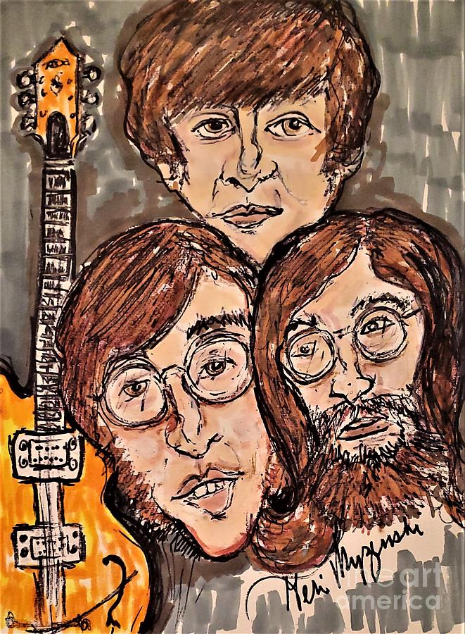 John Lennon While My Guitar Gently Weeps Mixed Media