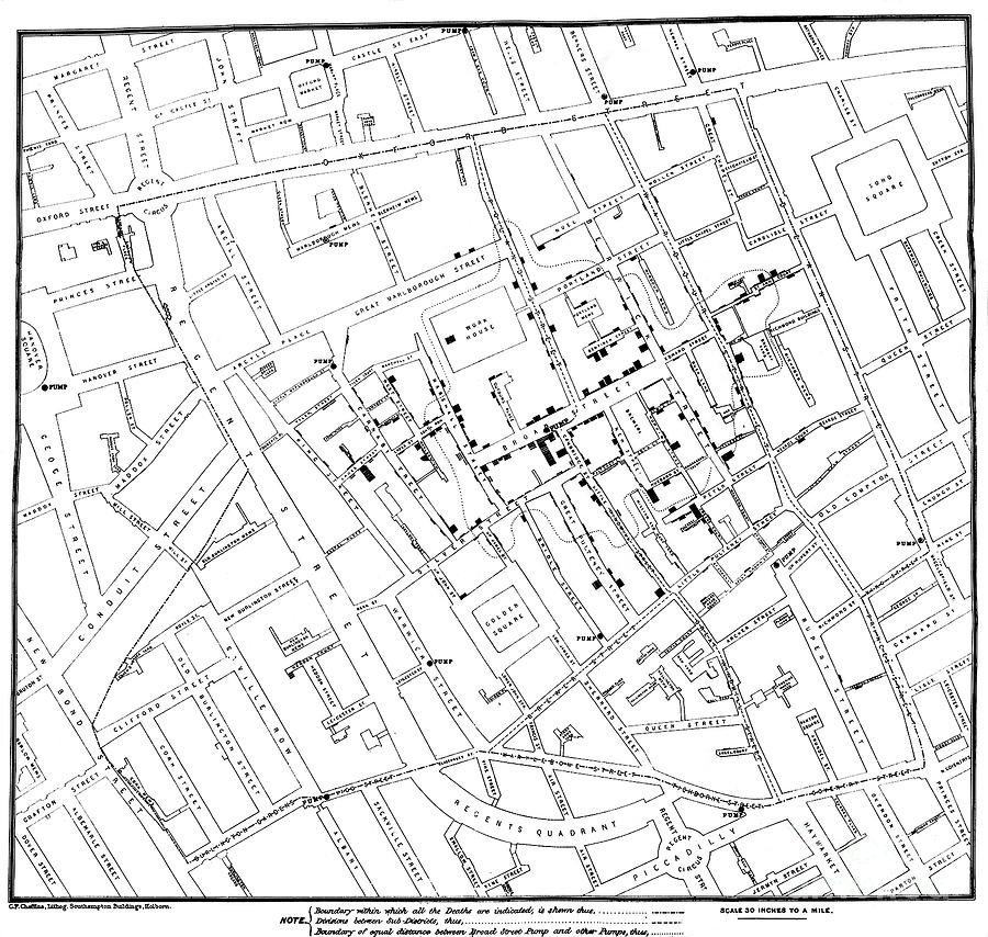 John Snows Cholera Map Photograph by Us National Library Of Medicine/science Photo Library