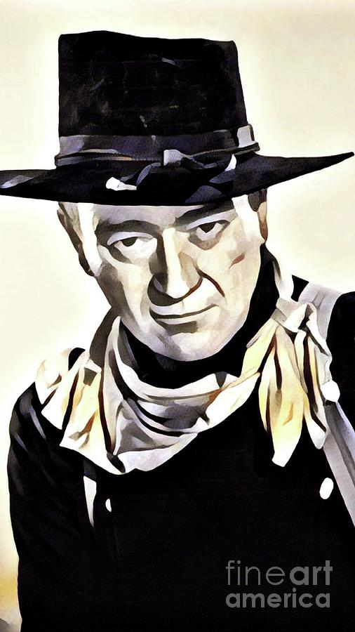 Vintage Digital Art - John Wayne, Vintage Movie Star by Esoterica Art Agency