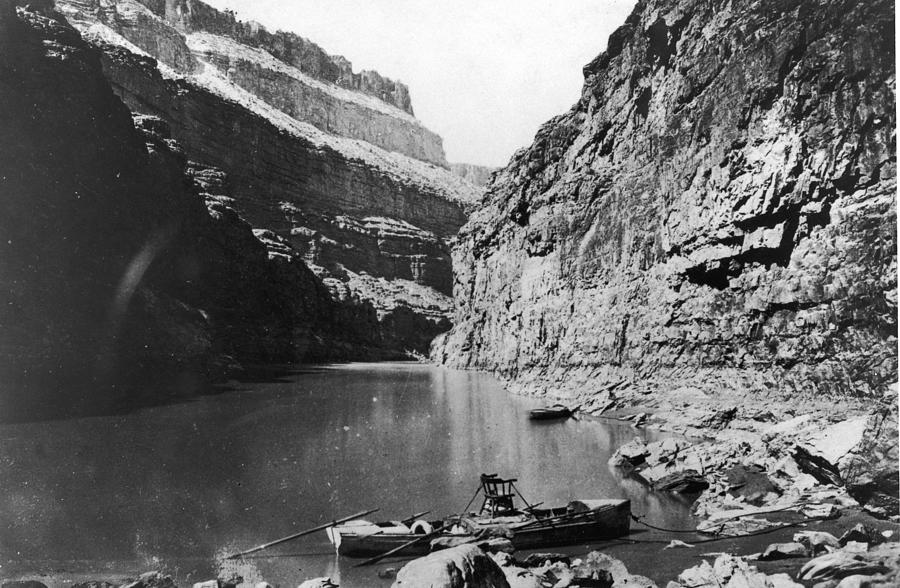 John Wesley Powells Boat In Grand Canyon Photograph by Getty Images