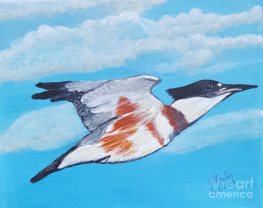 Johnnies Belted Kingfisher Painting by Elizabeth Mauldin
