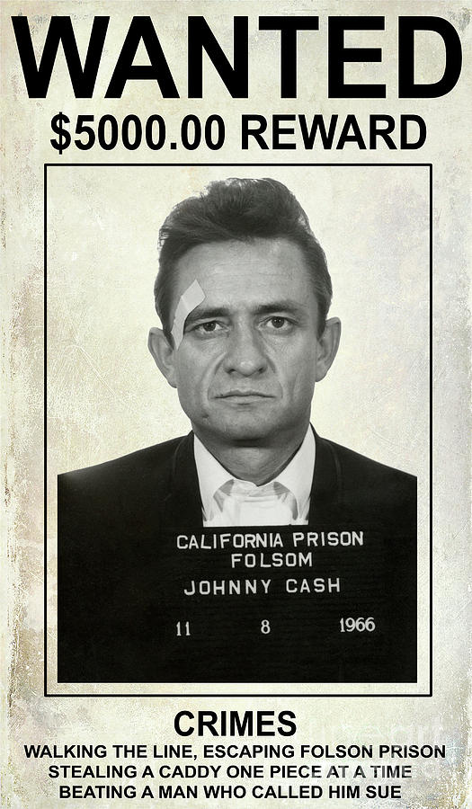 Johnny Cash Photograph - Johnny Cash Wanted poster by Jon Neidert