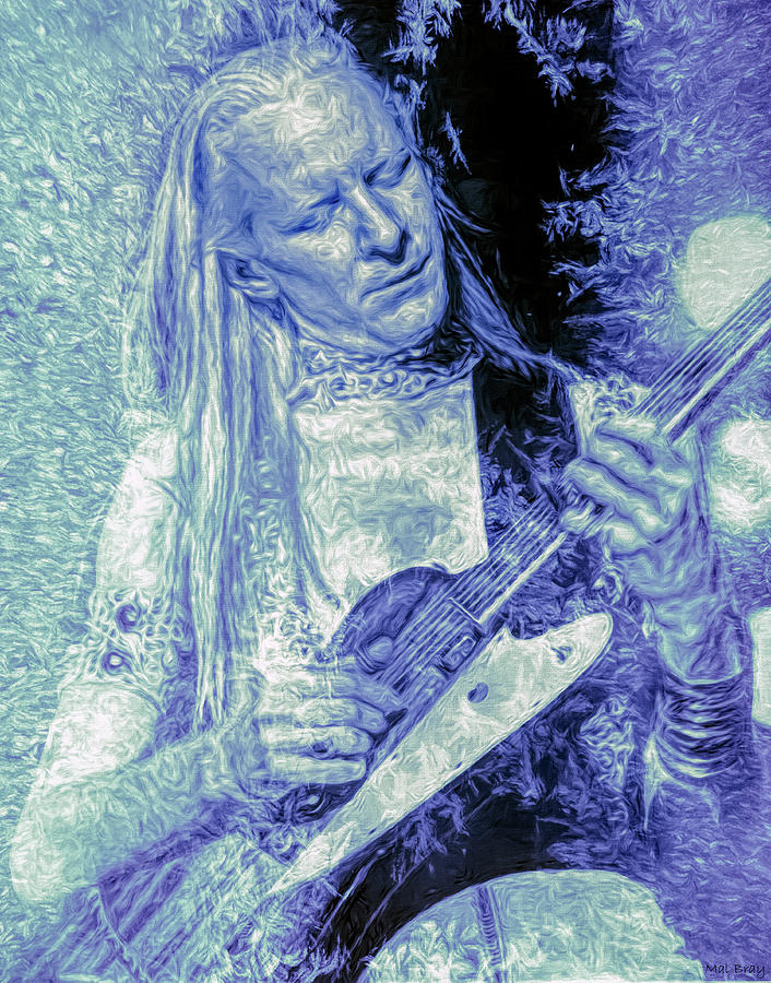 Johnny Winter Blues Guitarist Mixed Media by Mal Bray