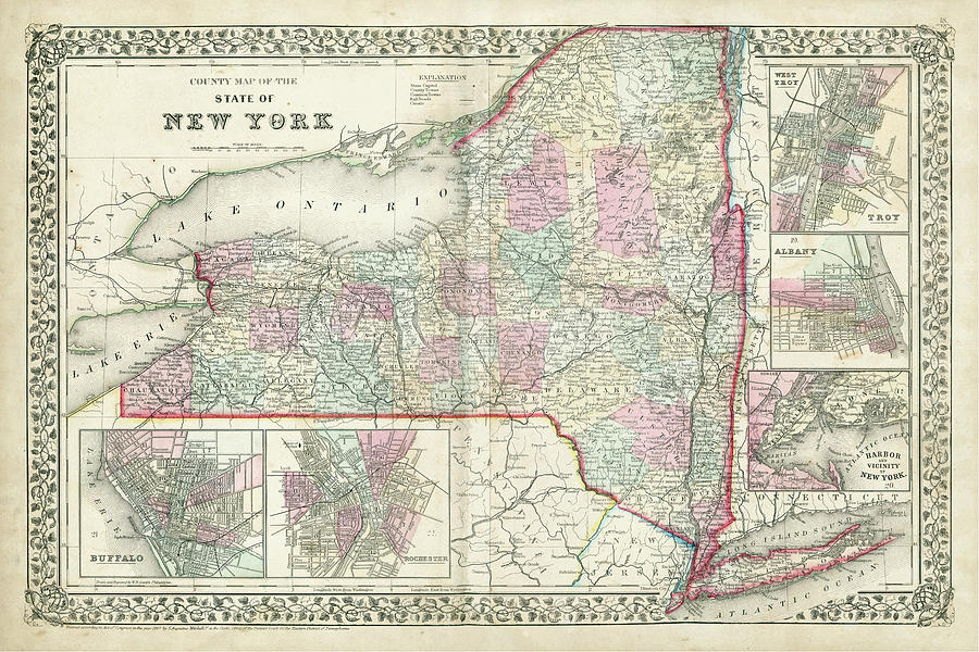 Johnsons Map Of New York Johnson 