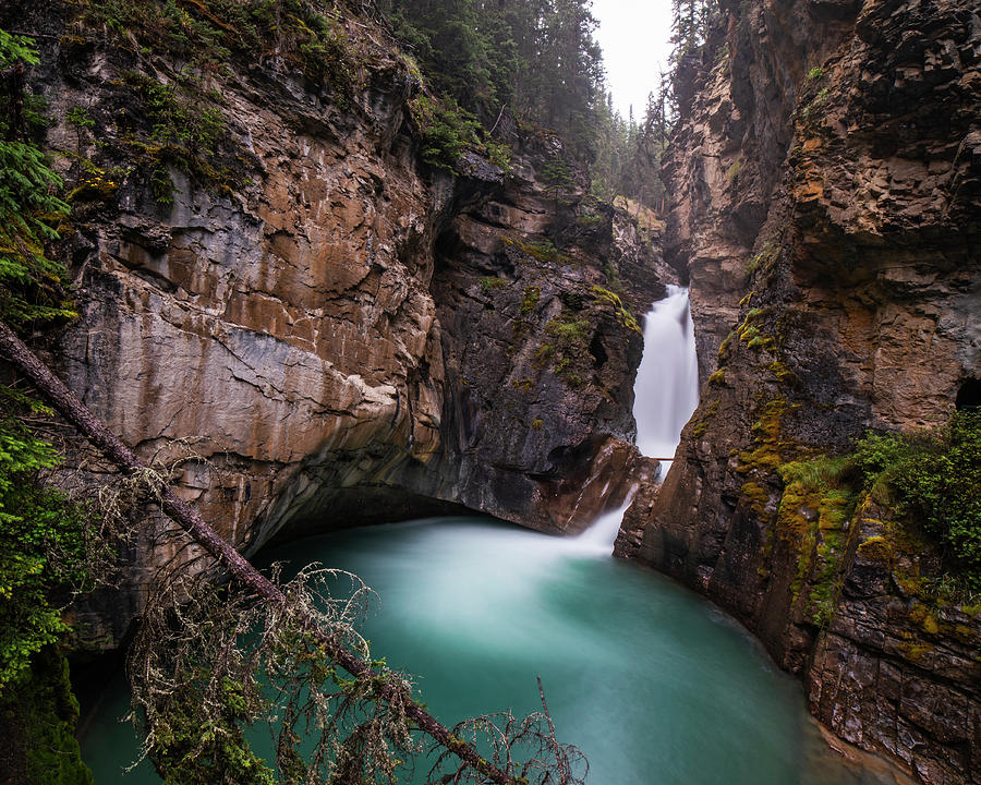 Johnston Canyon Lower Falls Waterfall Banff Alberta Canada Blue Water Photograph by Toby McGuire
