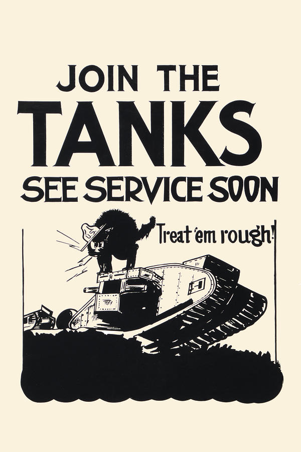 Join the tanks, see service soon Treat em rough! Painting by Sgt. Henry E. Clark