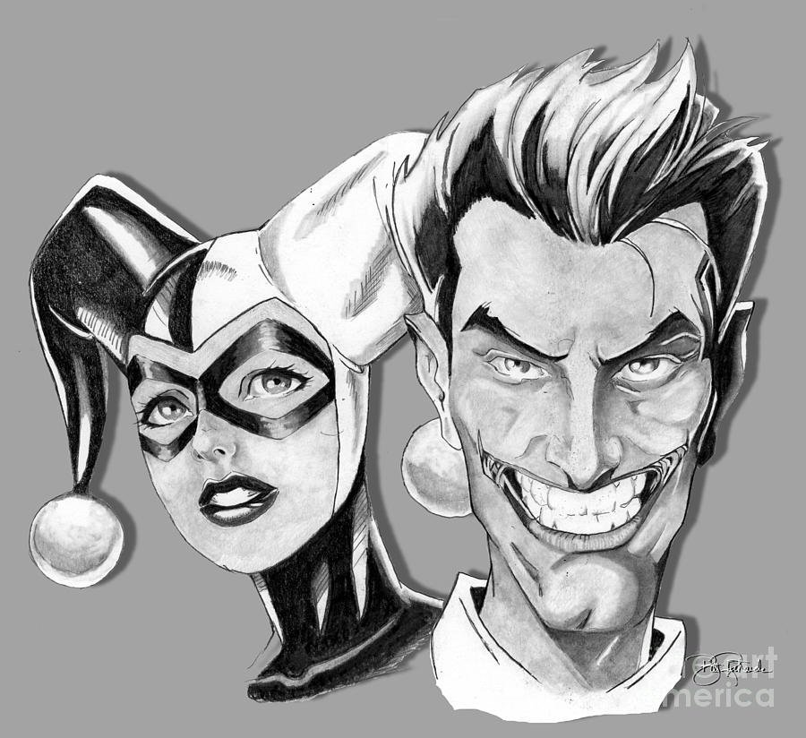 Joker And Harley Quinn Drawing By Bill Richards