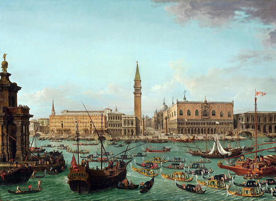 Procession of Gondolas in the Bacino di San Marco, Venice, After 1742 Painting by Antonio Joli