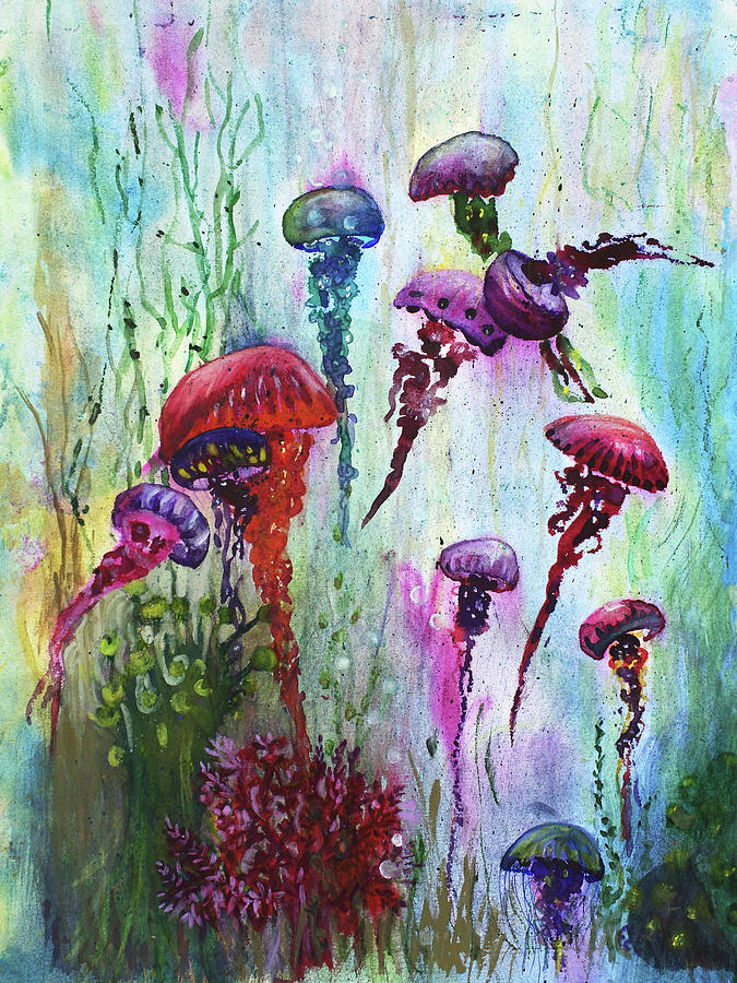 Nature Painting - Jolly Jellyfish by Augenwerk Susann Serfezi