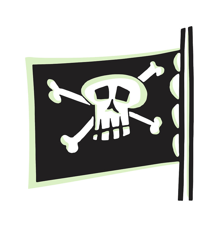Vintage Drawing - Jolly Roger Pirate Flag by CSA Images