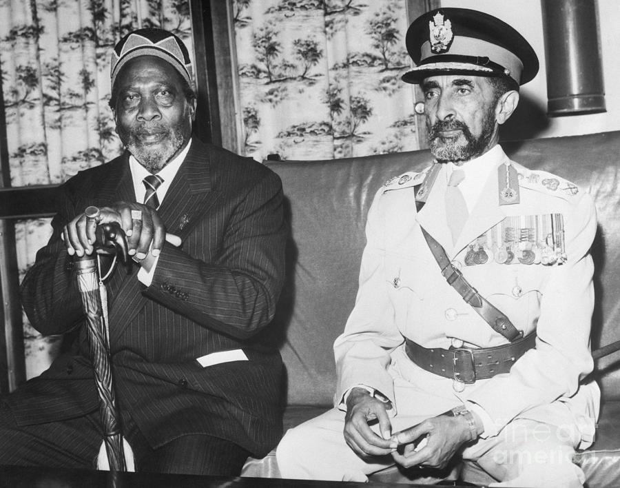 Jomo Kenyatta & Haile Selassie @ Airport Photograph by Bettmann