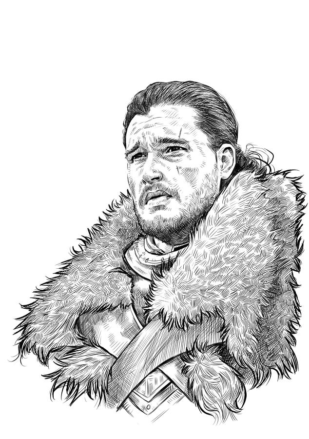 Jon Snow Drawing by Darko Babovic