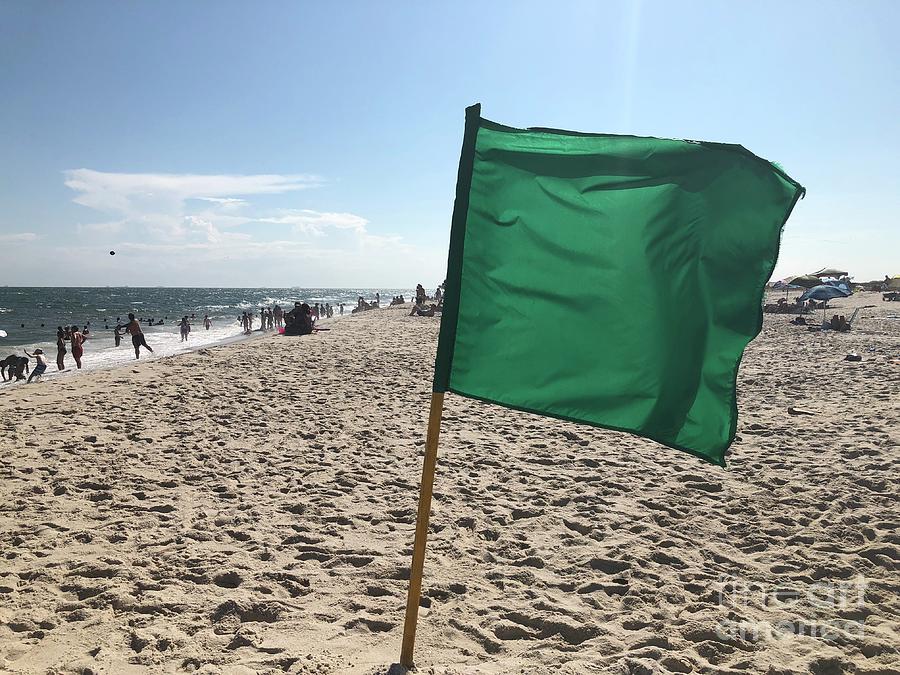 Jones Beach Green Flag Photograph by Virginia Giblin