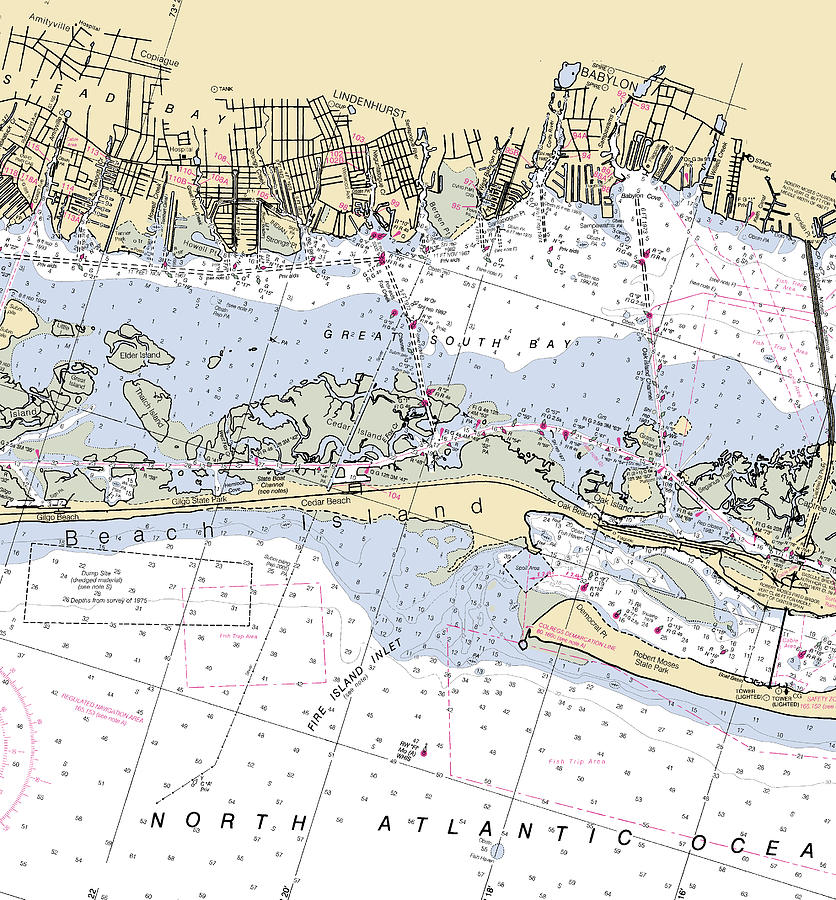 Jones Beach -new York Nautical Chart _v2 Mixed Media by Sea Koast