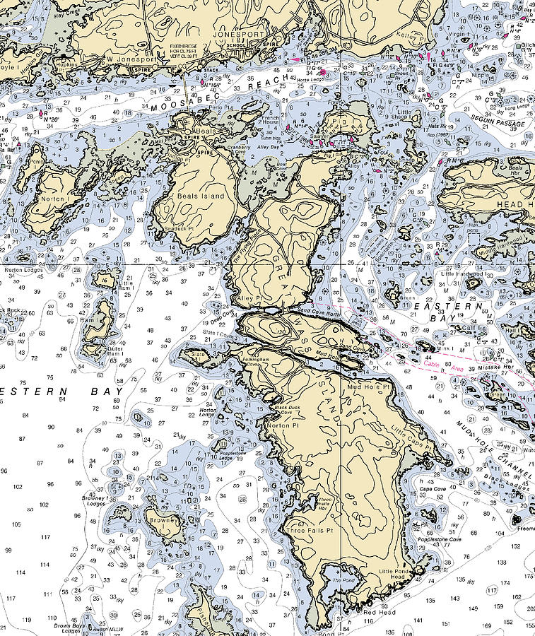 Jonesportmaine Nautical Chart Mixed Media by Sea Koast Pixels